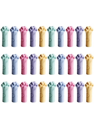 Cute Cat Paw Pencil Caps, Eraser Tip Protectors and Extender Holders, Adorable Pencil Toppers for School, Office, and Study Supplies, Fun Decorative Accessories (Mix Colors, 30-Piece)